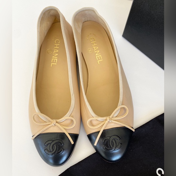 Chanel Ballerina flats beige cap toe flats shoes - Picture 10 of 11